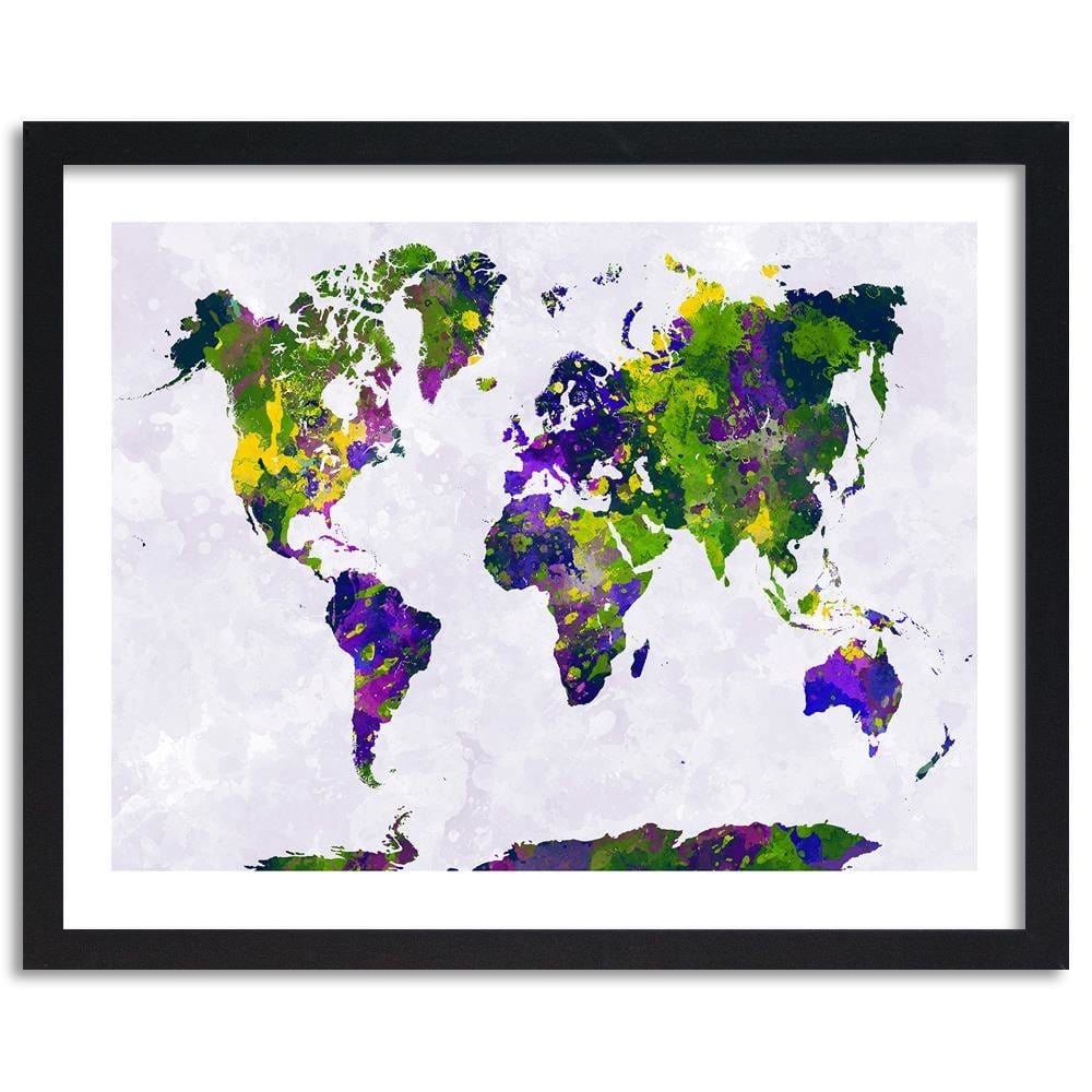 Glezna melnā rāmī - Painted World Map Home Trends