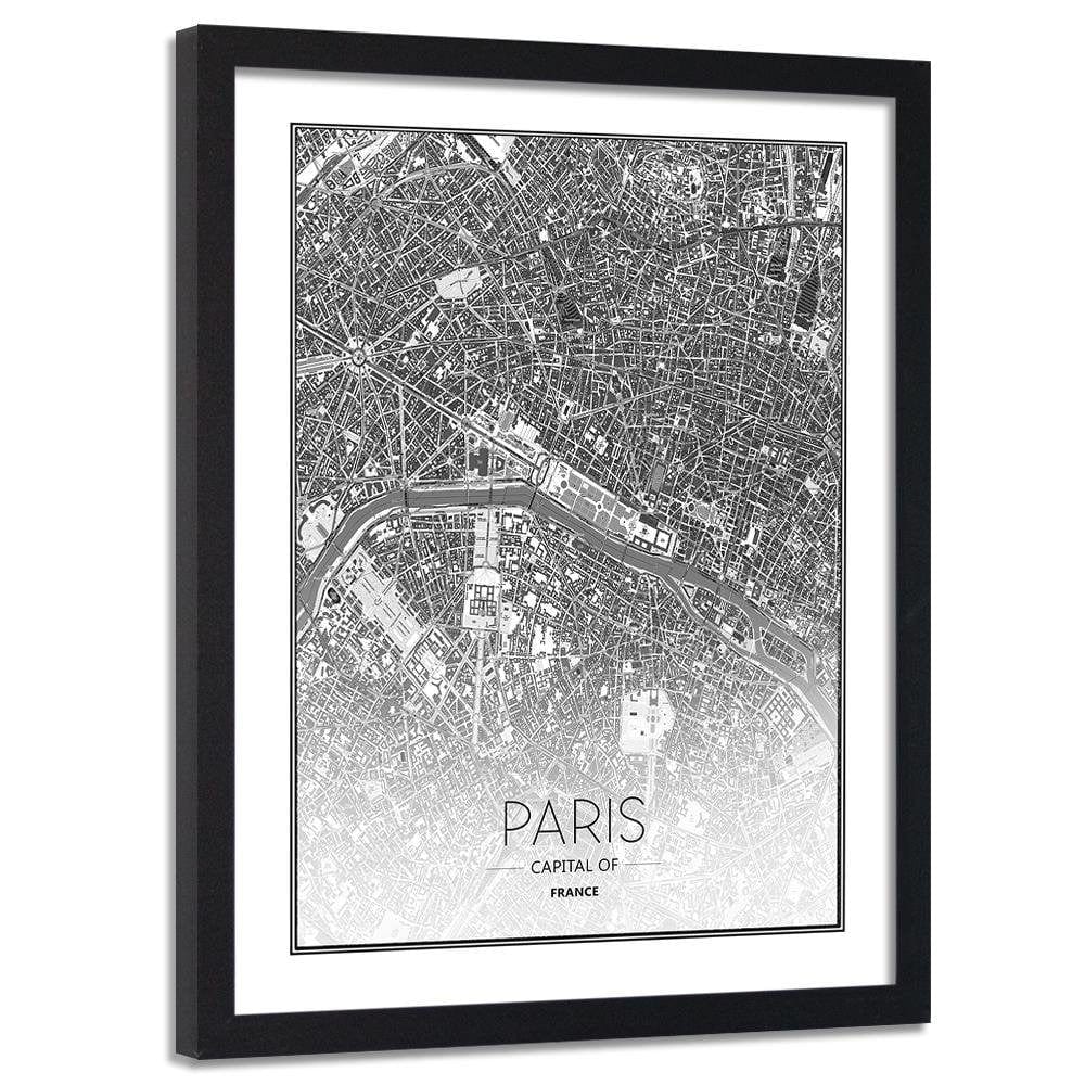 Glezna melnā rāmī - Paris City Plan Home Trends