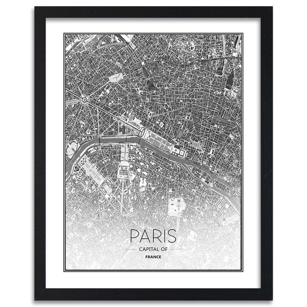 Glezna melnā rāmī - Paris City Plan Home Trends