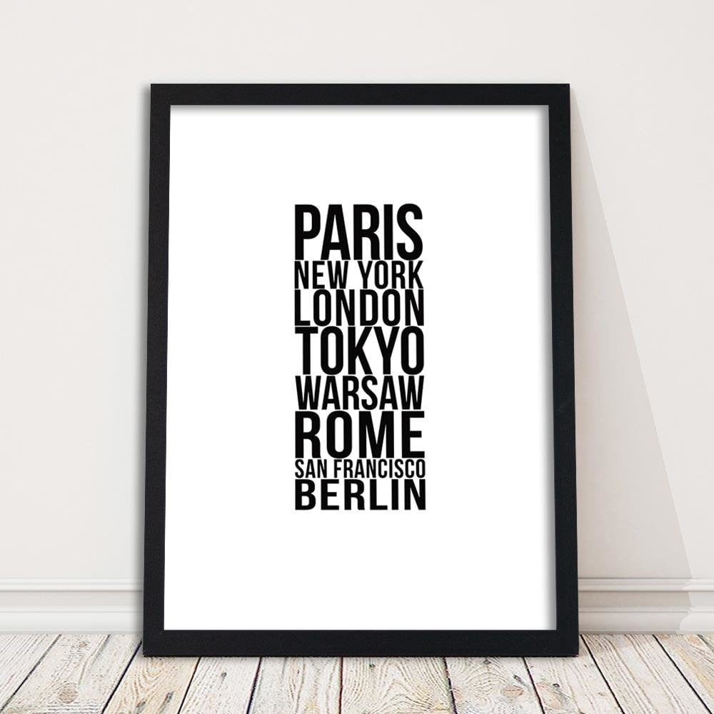 Glezna melnā rāmī - Paris London Tokyo Home Trends