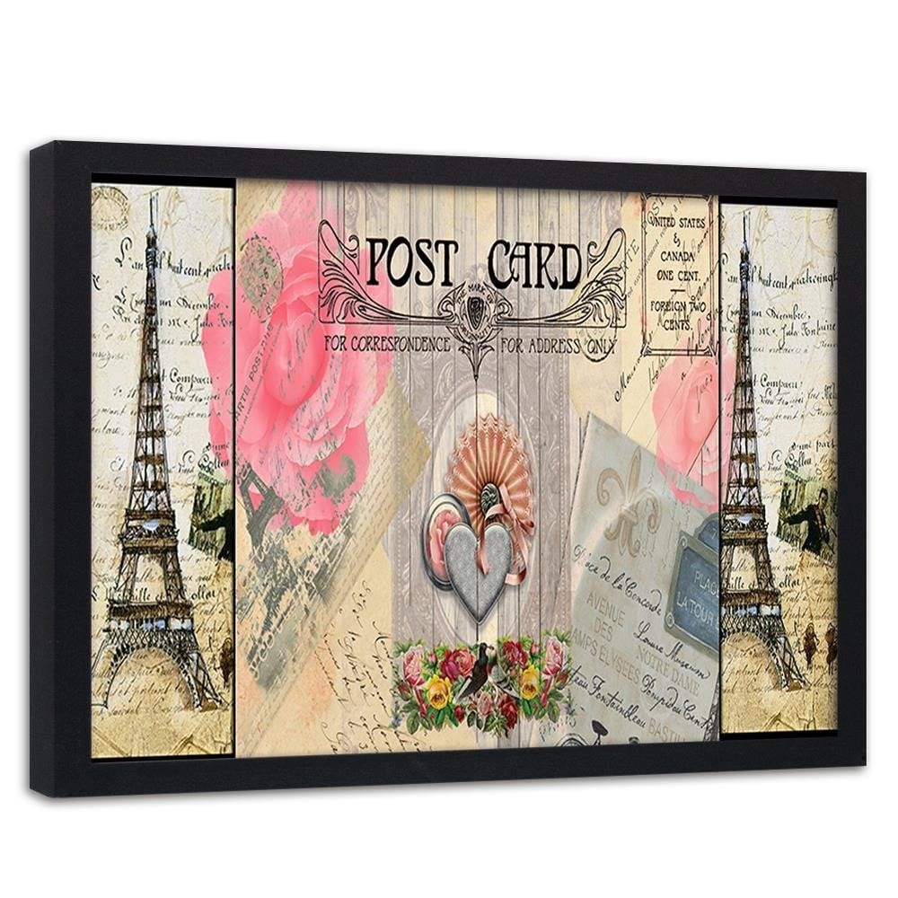 Glezna melnā rāmī - Paris Post Card Home Trends