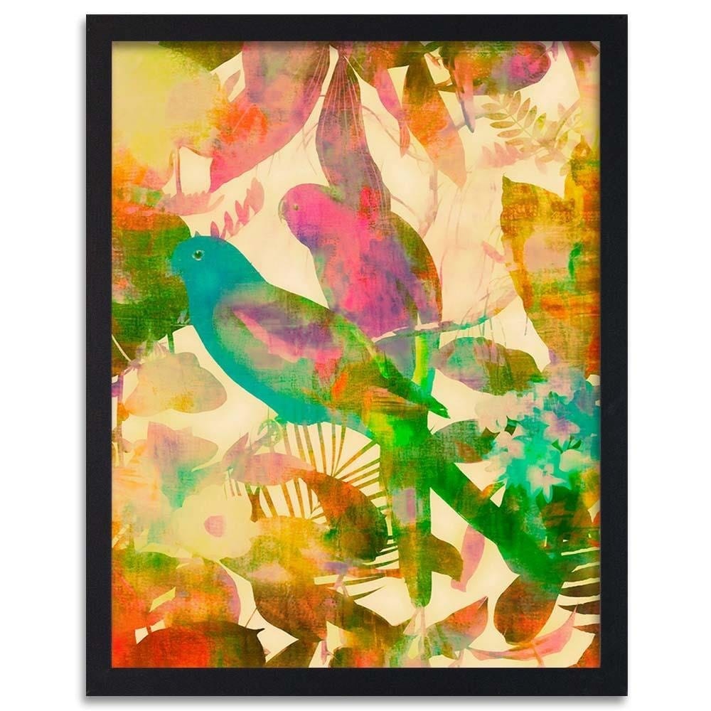 Glezna melnā rāmī - Parrot In The Leaves Home Trends