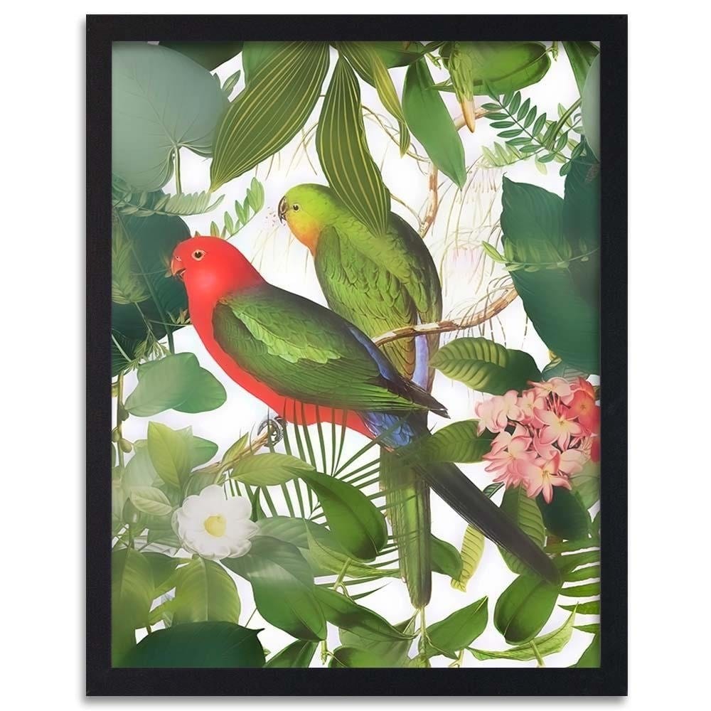 Glezna melnā rāmī - Parrots In The Leaves Home Trends