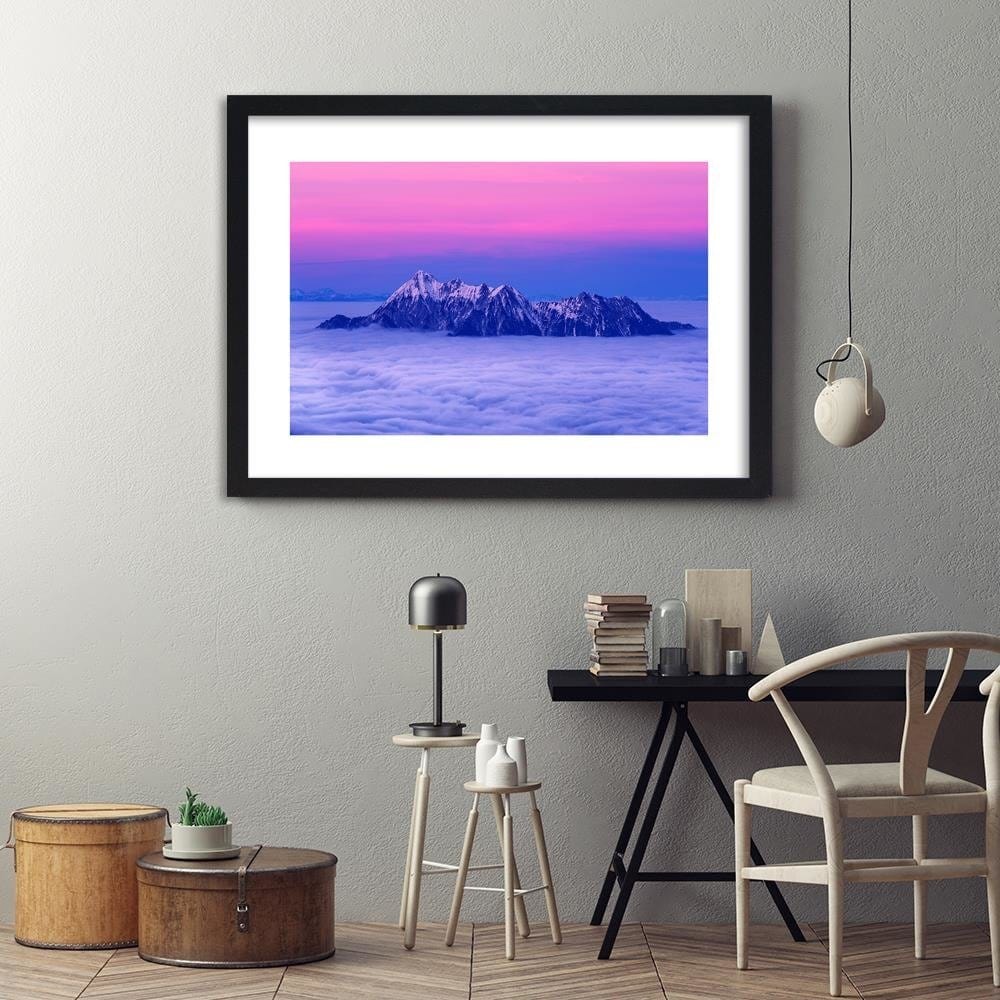 Glezna melnā rāmī - Peaks Above The Clouds 3 Home Trends