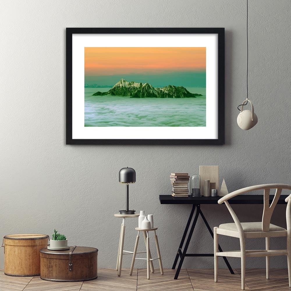 Glezna melnā rāmī - Peaks Above The Clouds 4 Home Trends