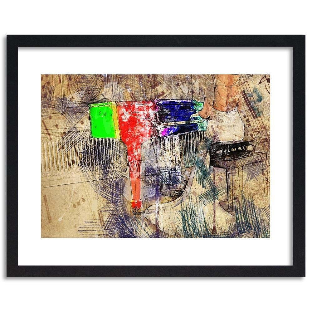 Glezna melnā rāmī - Pianist Abstraction  Home Trends