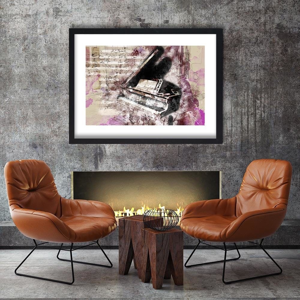 Glezna melnā rāmī - Piano Abstraction Home Trends