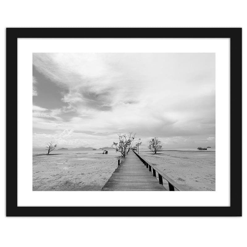 Glezna melnā rāmī - Picturesque landscape with a bridge 2 Home Trends