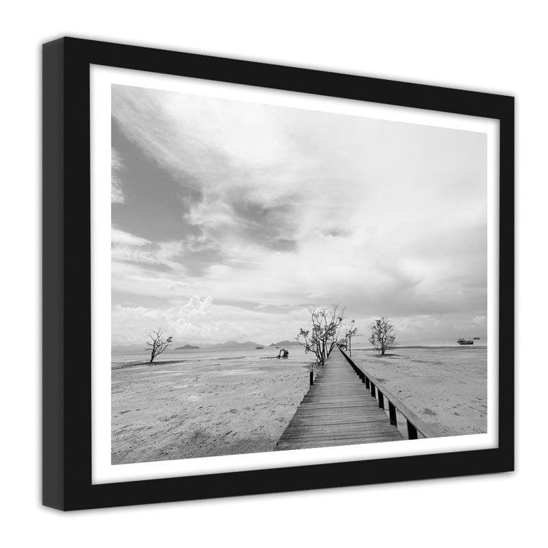 Glezna melnā rāmī - Picturesque landscape with a bridge 2 Home Trends