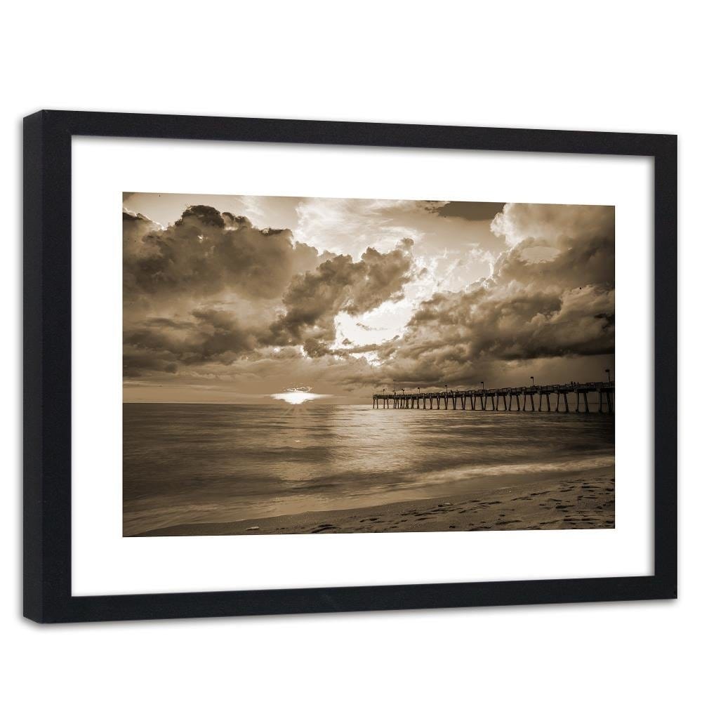 Glezna melnā rāmī - Pier And Sunset 1 Home Trends