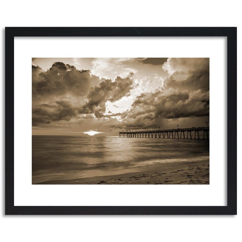 Glezna melnā rāmī - Pier And Sunset 1 Home Trends