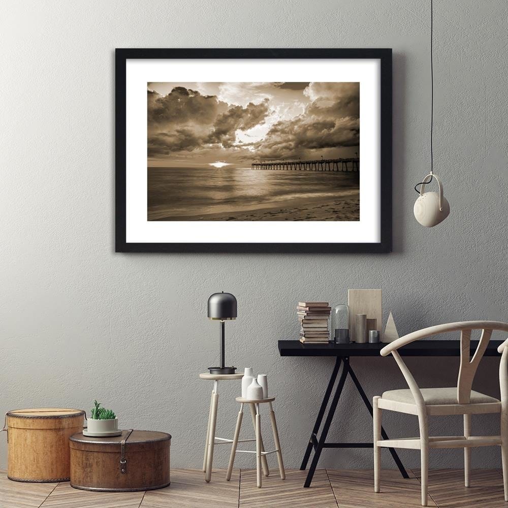 Glezna melnā rāmī - Pier And Sunset 1 Home Trends