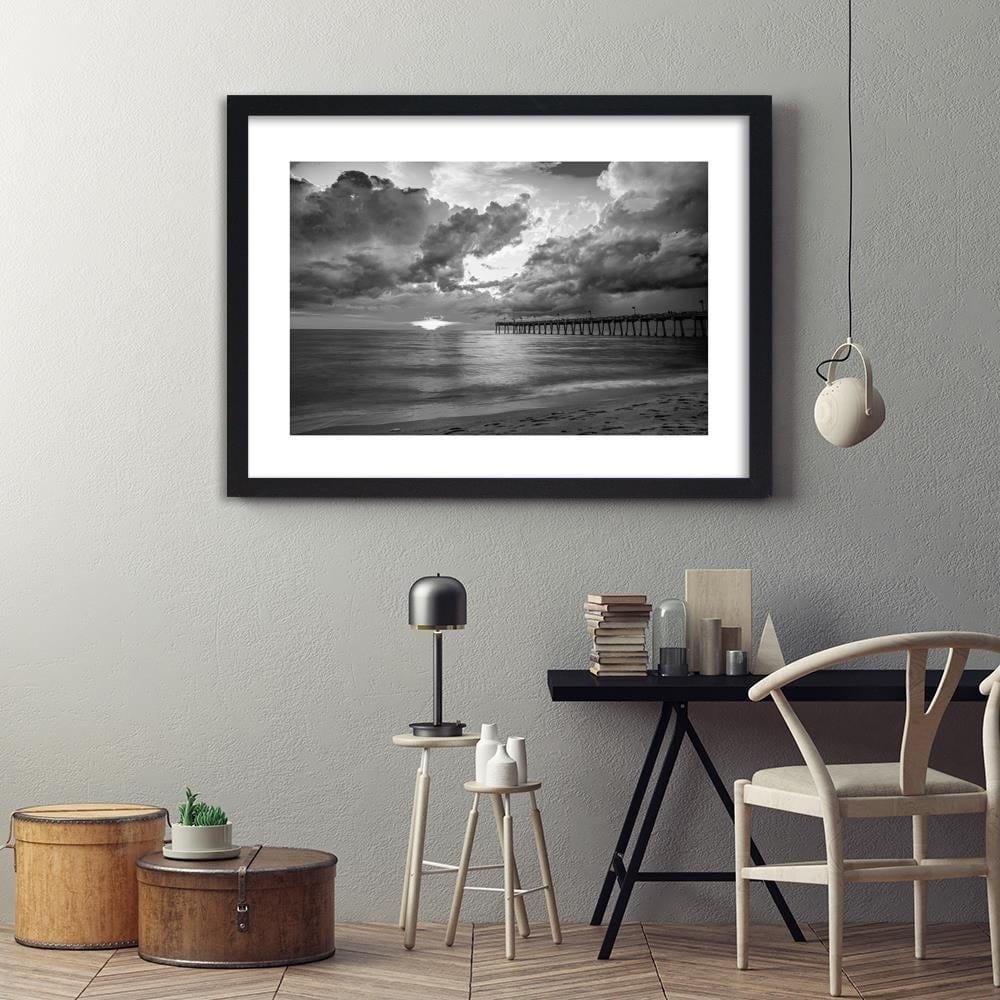 Glezna melnā rāmī - Pier And Sunset 2 Home Trends
