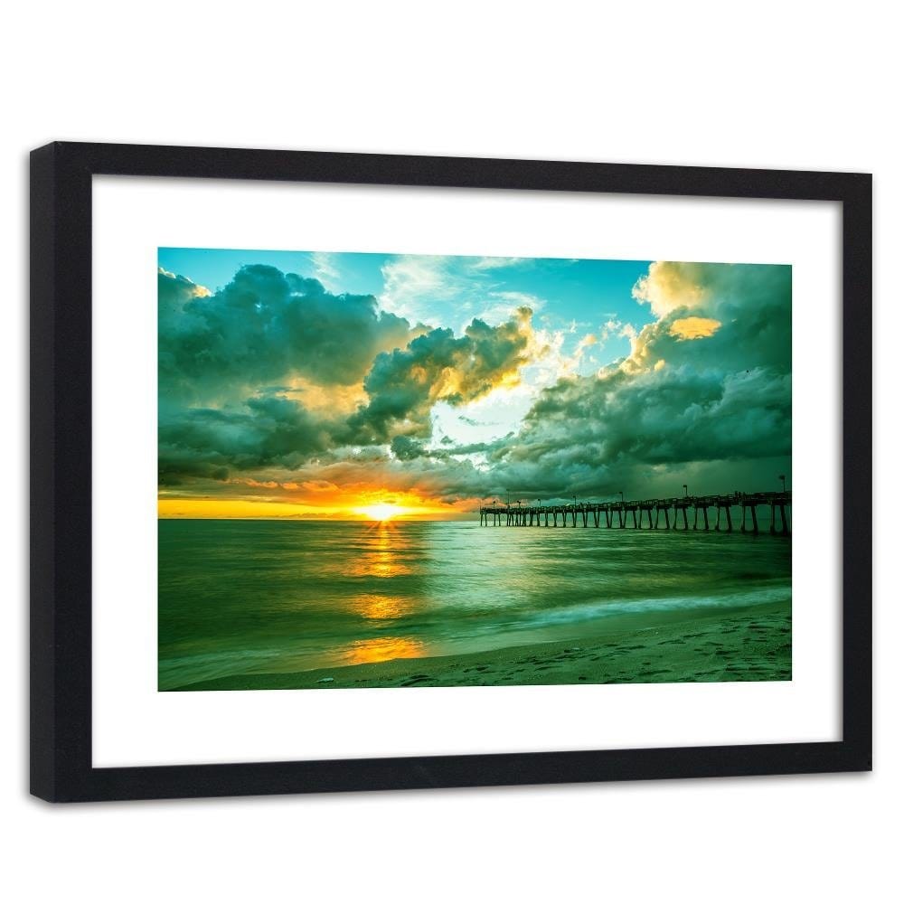 Glezna melnā rāmī - Pier And Sunset 3 Home Trends