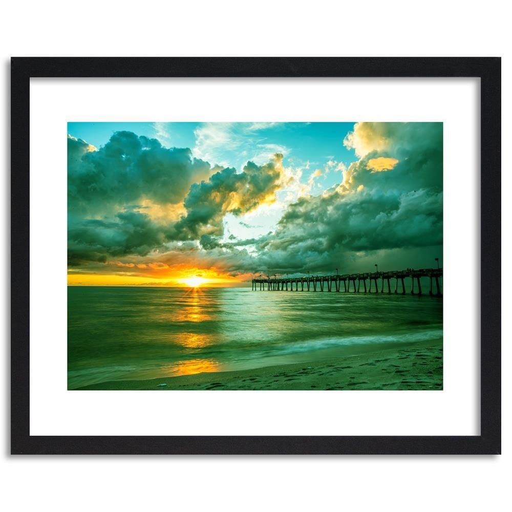 Glezna melnā rāmī - Pier And Sunset 3 Home Trends