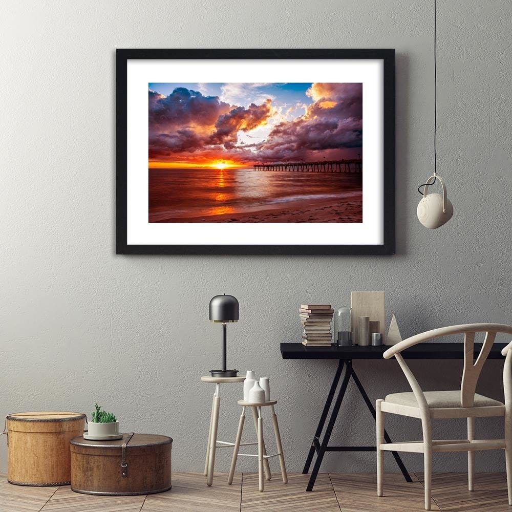 Glezna melnā rāmī - Pier And Sunset 4 Home Trends