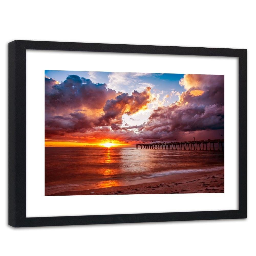 Glezna melnā rāmī - Pier And Sunset 4 Home Trends