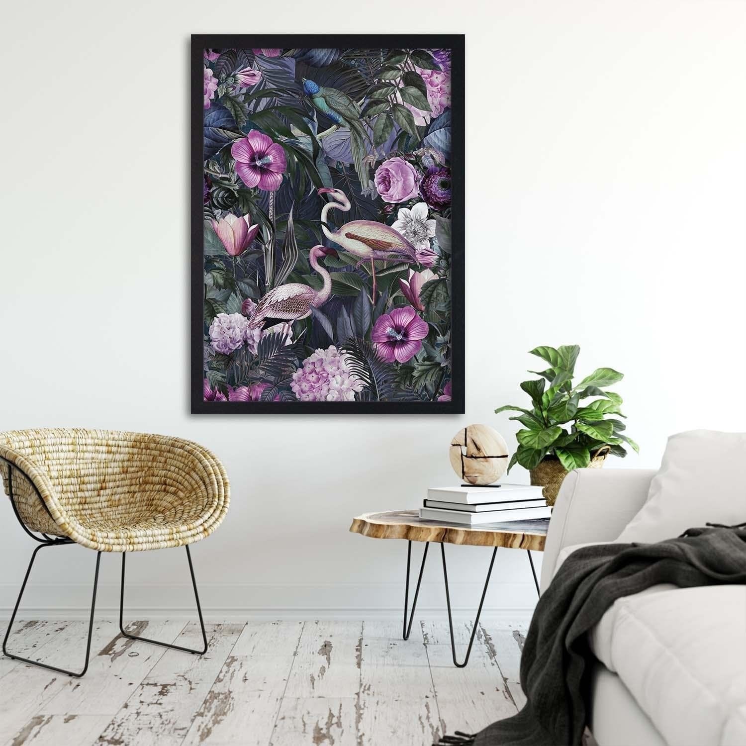Glezna melnā rāmī - Pink Birds Home Trends
