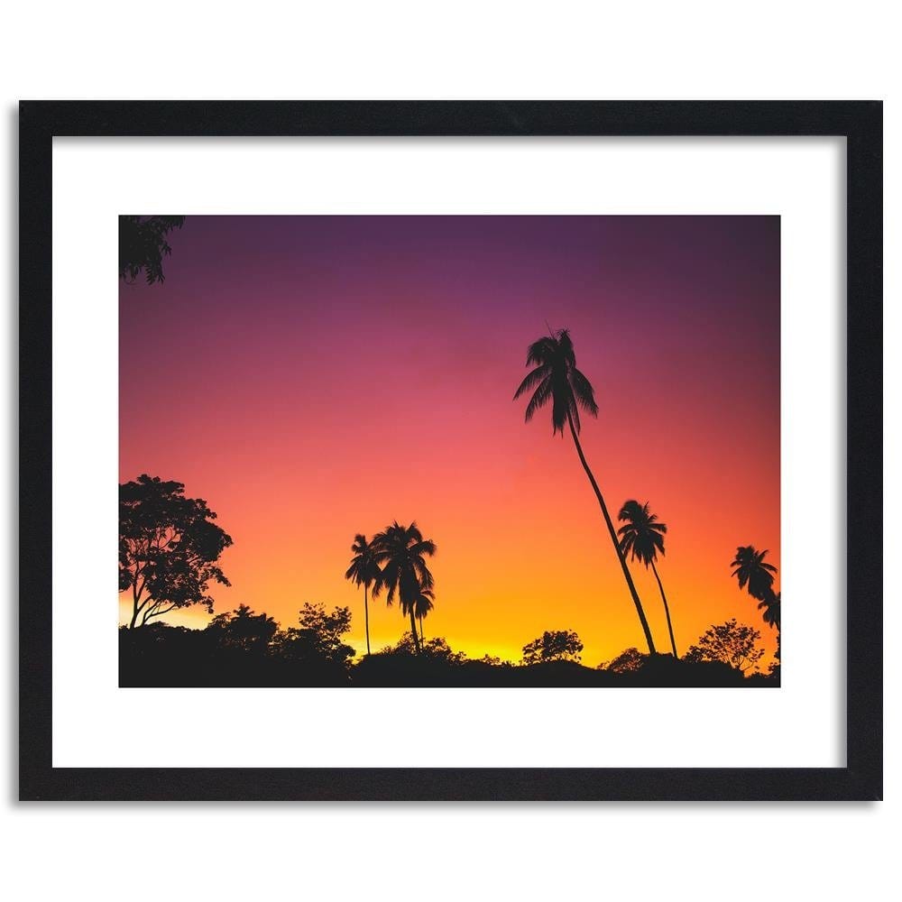 Glezna melnā rāmī - Pink Sky And Palm Trees Home Trends