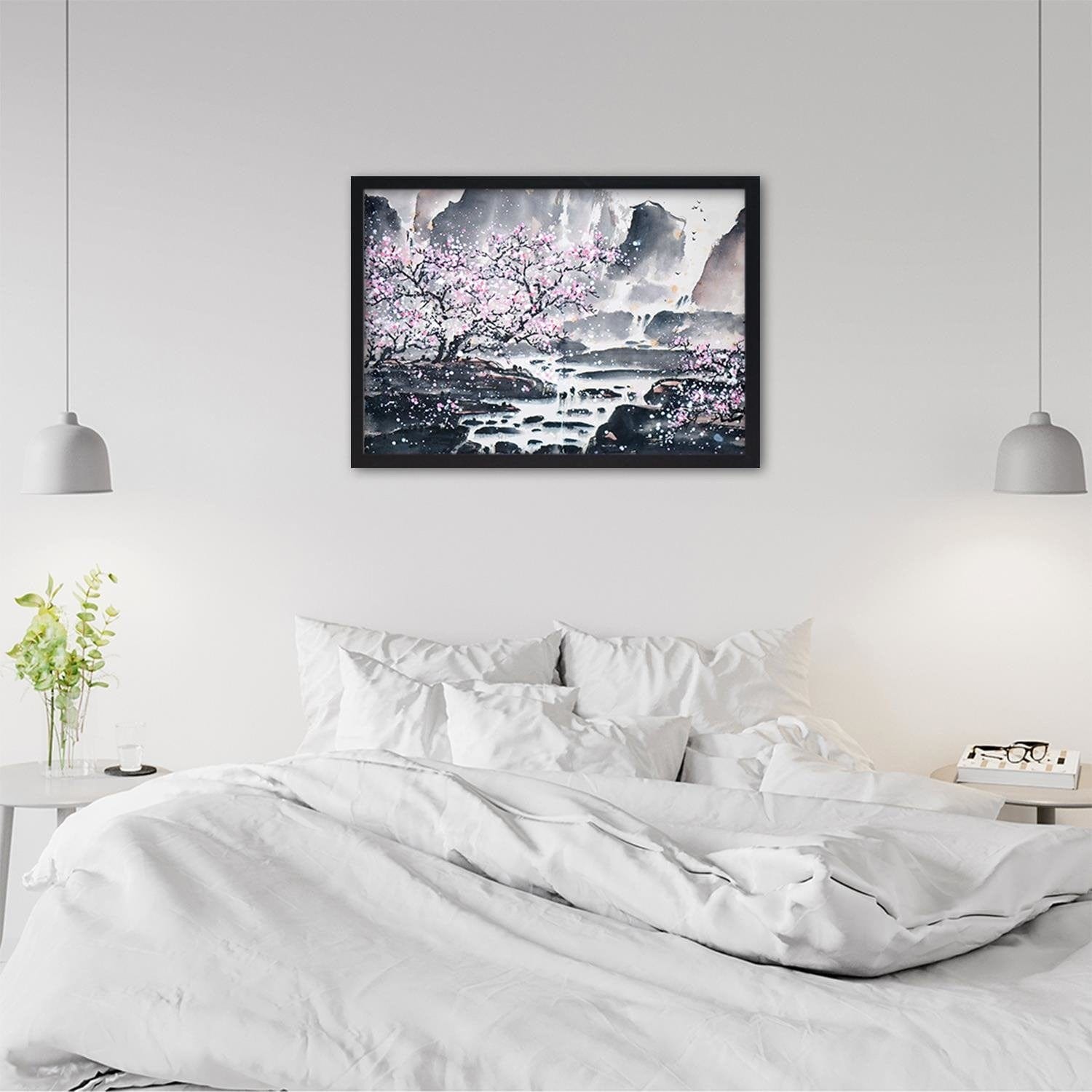 Glezna melnā rāmī - Pink Trees Home Trends