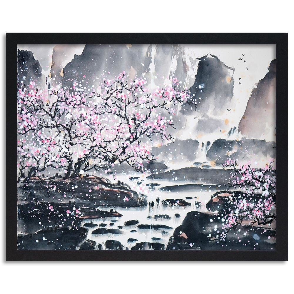 Glezna melnā rāmī - Pink Trees Home Trends