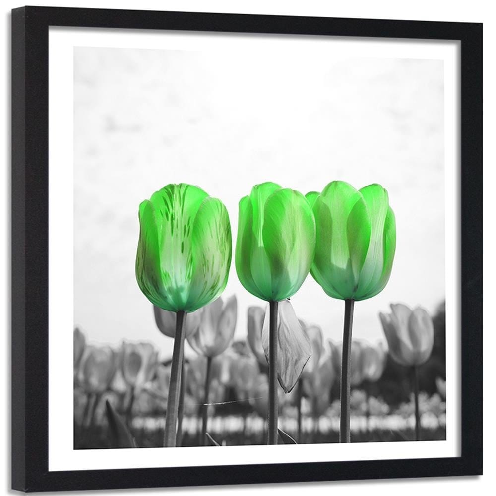 Glezna melnā rāmī - Poppies On Green Meadow Home Trends