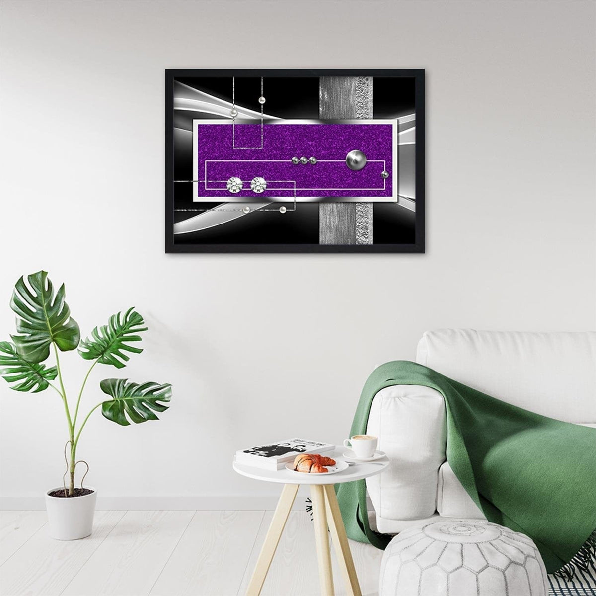 Glezna melnā rāmī - Purple Abstraction Home Trends
