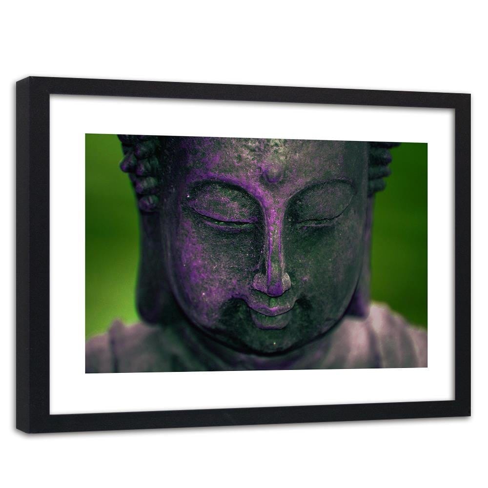 Glezna melnā rāmī - Purple Buddha Head Home Trends