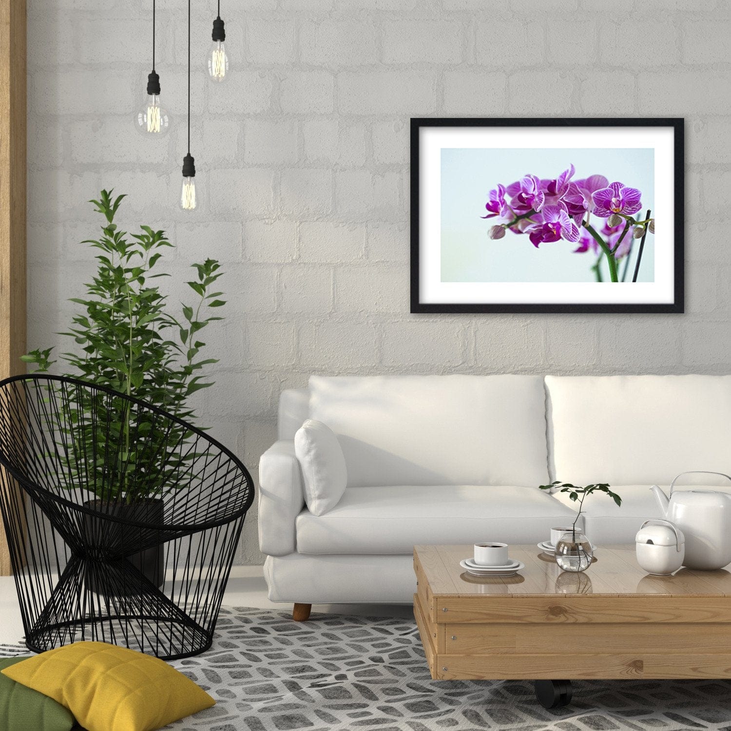 Glezna melnā rāmī - Purple Orchid  Home Trends