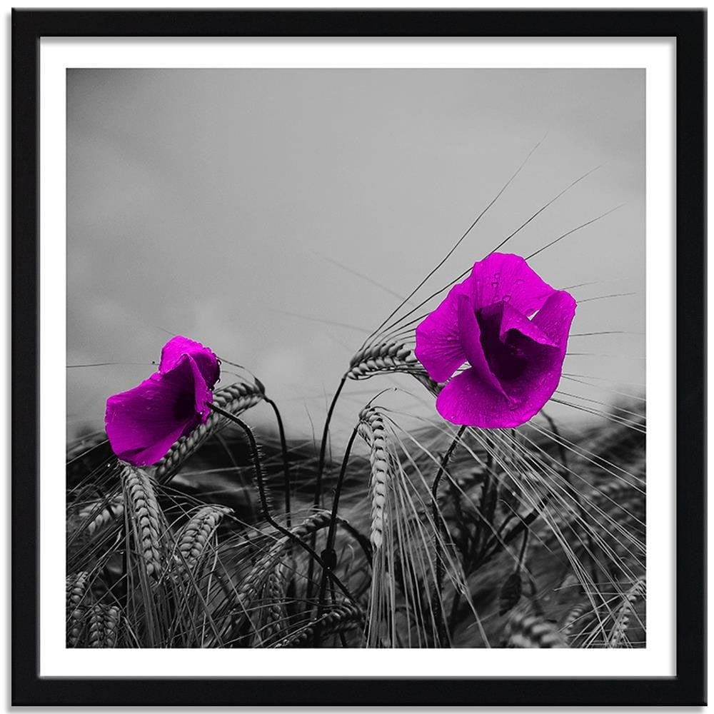 Glezna melnā rāmī - Purple Poppies And Corn Home Trends