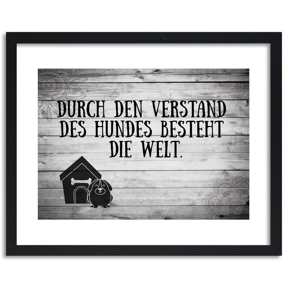 Glezna melnā rāmī - Quote Dog In Front Of Doghouse Home Trends