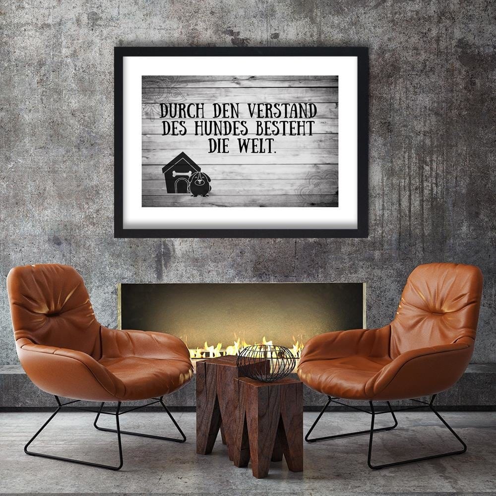 Glezna melnā rāmī - Quote Dog In Front Of Doghouse Home Trends