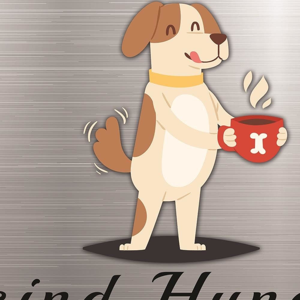 Glezna melnā rāmī - Quote Dog With A Cup Home Trends