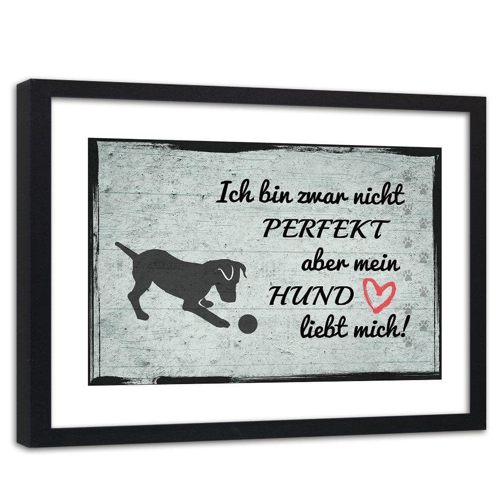 Glezna melnā rāmī - Quote Dog With Ball Home Trends