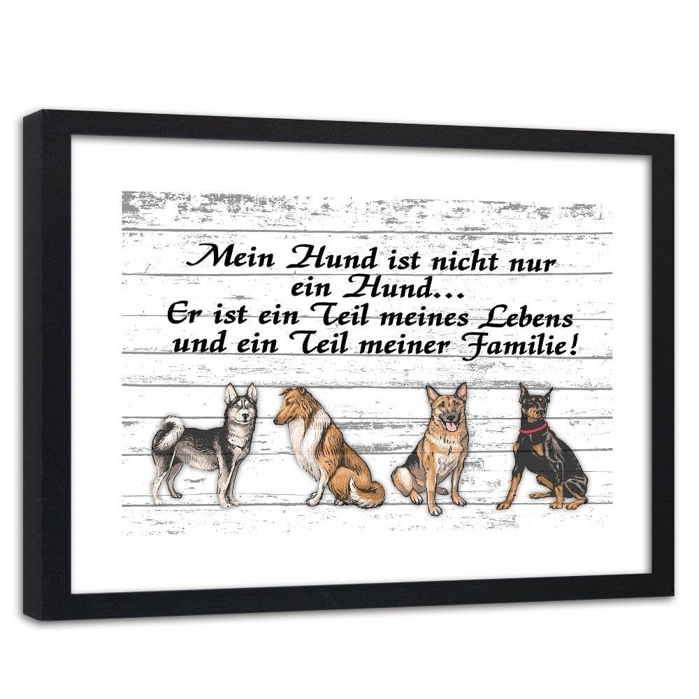 Glezna melnā rāmī - Quote Four Dogs Home Trends
