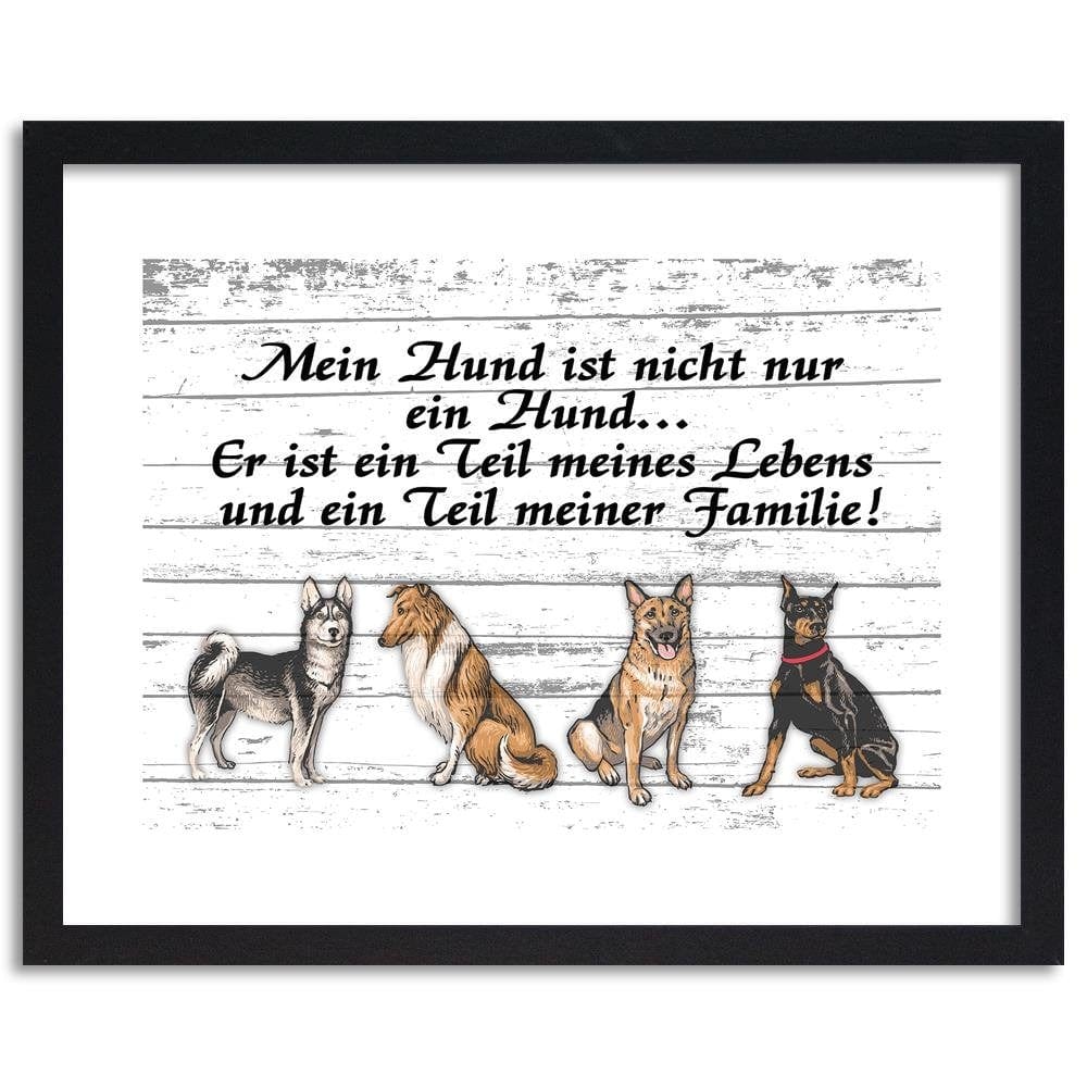 Glezna melnā rāmī - Quote Four Dogs Home Trends