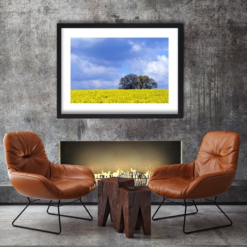 Glezna melnā rāmī - Rapeseed And Trees Home Trends