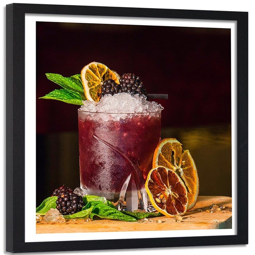 Glezna melnā rāmī - Red Drink And Lemon Slices Home Trends
