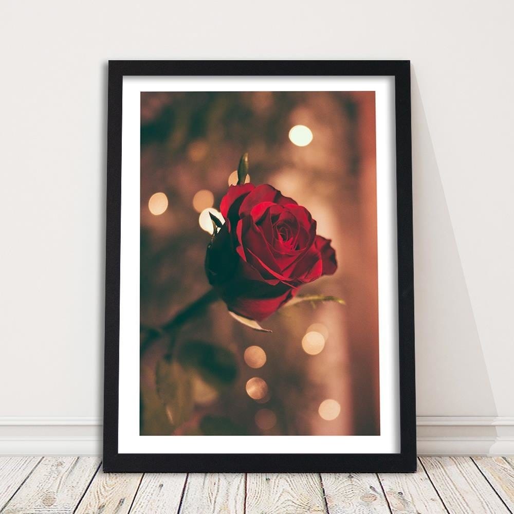 Glezna melnā rāmī - Red Flower Roses Home Trends