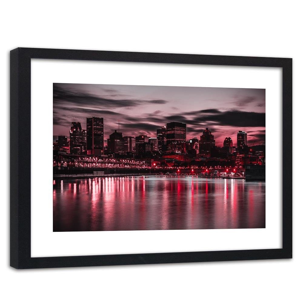 Glezna melnā rāmī - Red Lights Of The City Home Trends