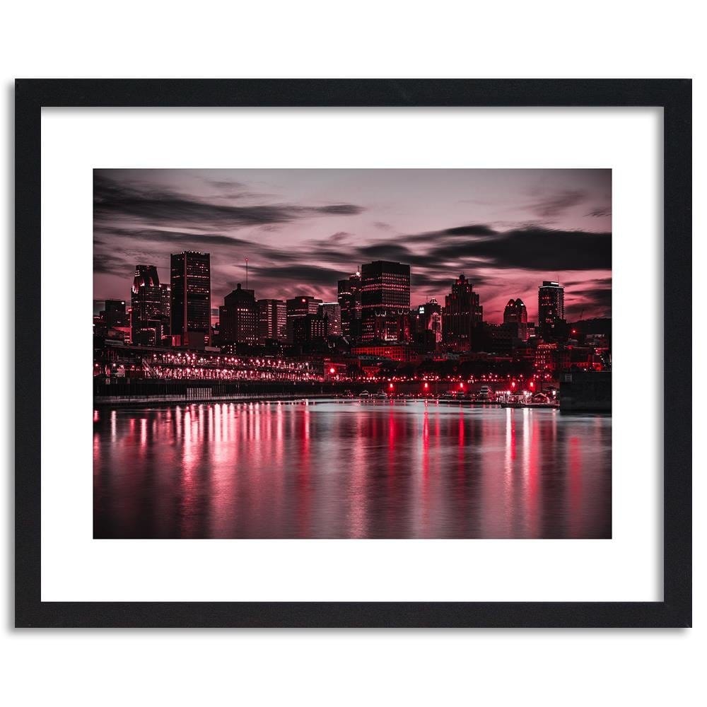 Glezna melnā rāmī - Red Lights Of The City Home Trends