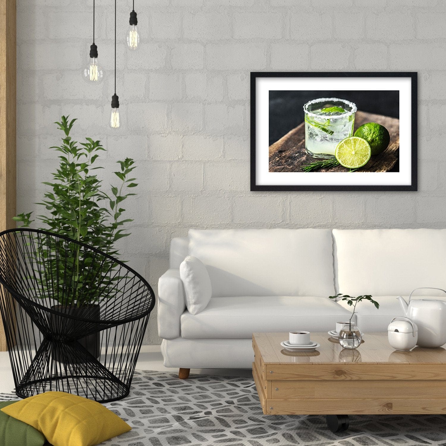 Glezna melnā rāmī - Refreshing Drink With Lime Home Trends