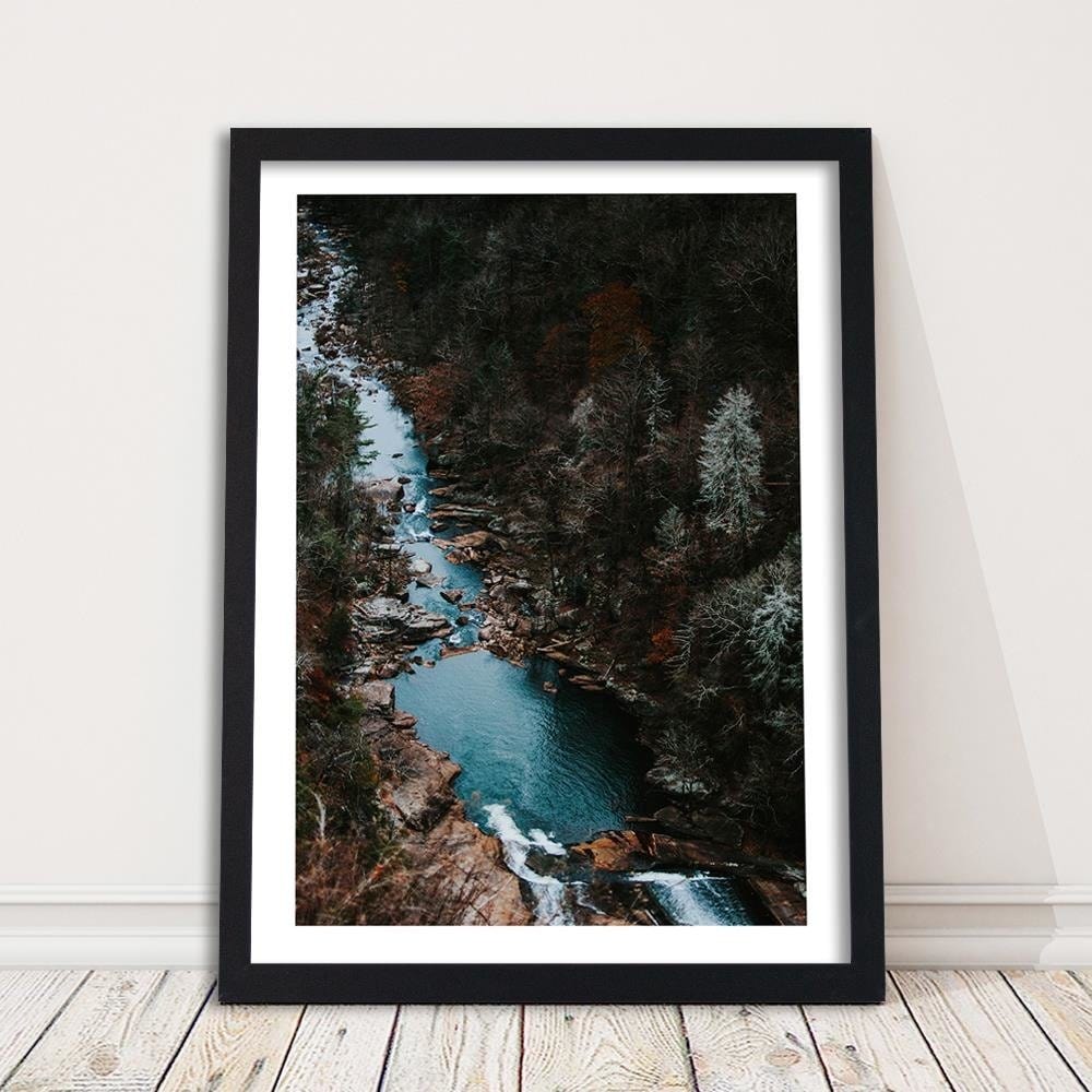 Glezna melnā rāmī - River In The Forest Home Trends