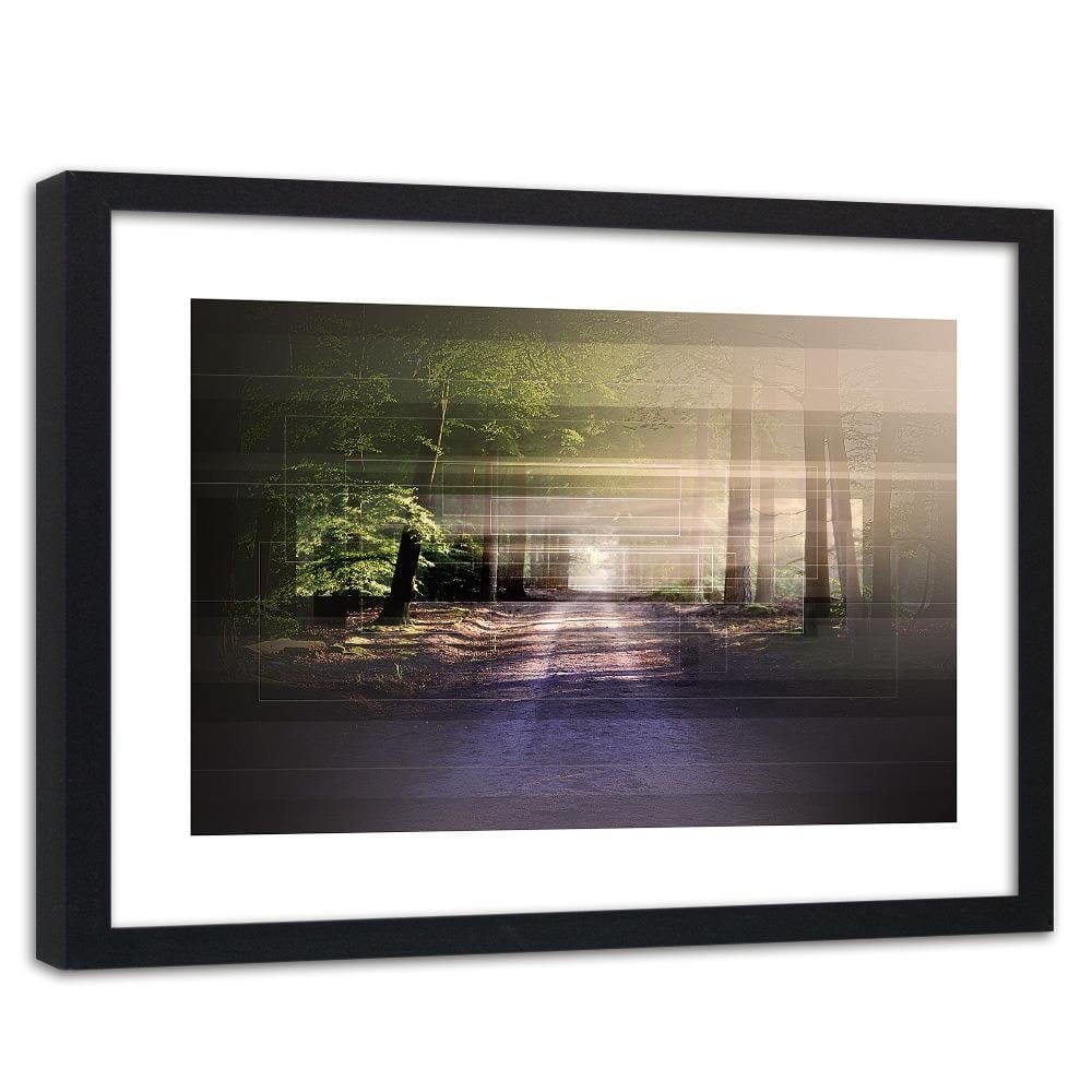 Glezna melnā rāmī - Road In Forest 1 Home Trends