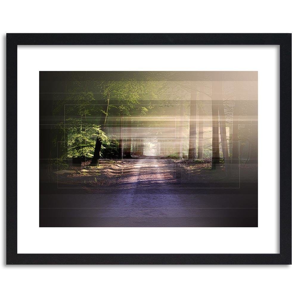 Glezna melnā rāmī - Road In Forest 1 Home Trends