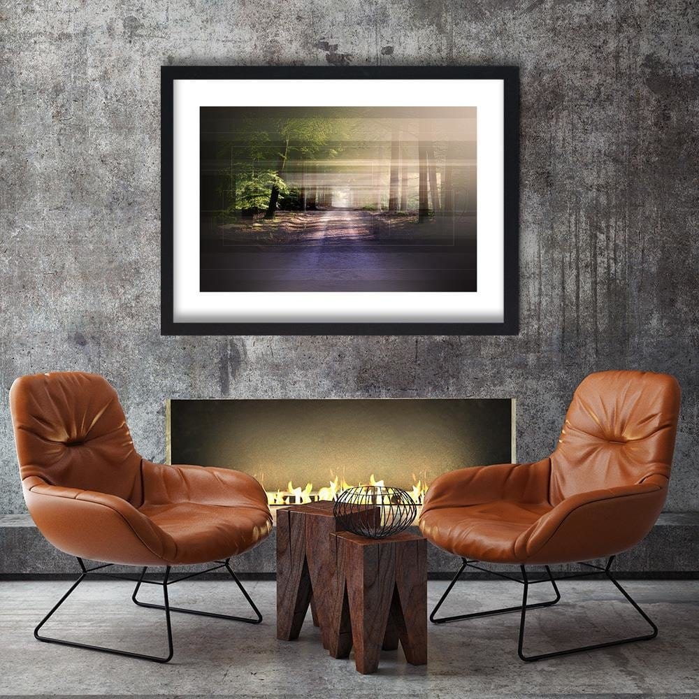 Glezna melnā rāmī - Road In Forest 1 Home Trends