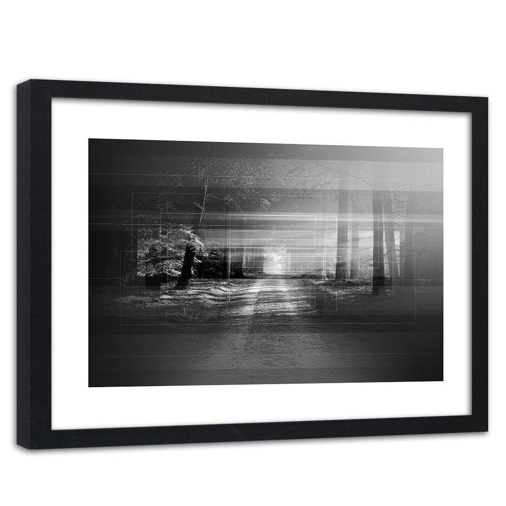 Glezna melnā rāmī - Road In The Forest 3 Home Trends