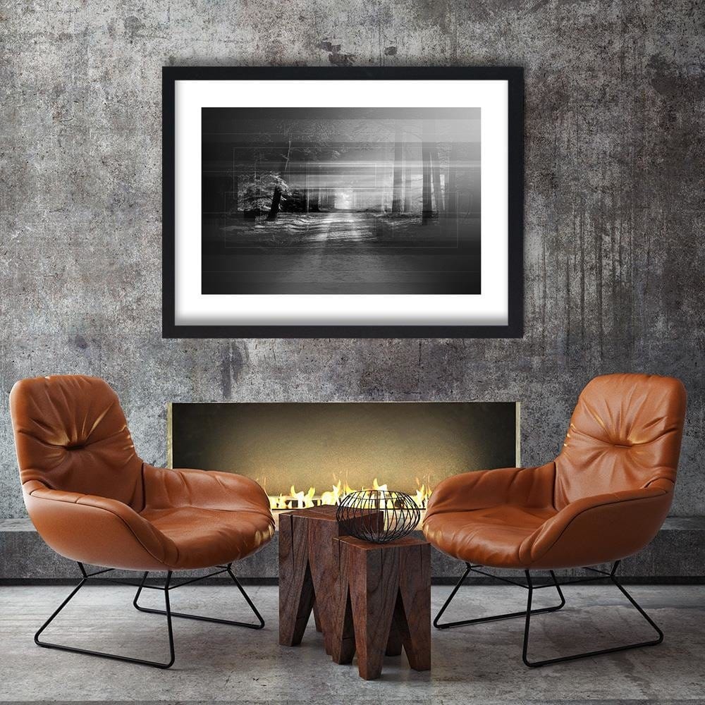 Glezna melnā rāmī - Road In The Forest 3 Home Trends