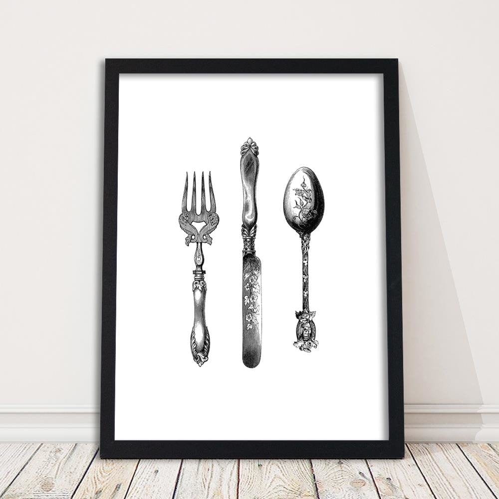Glezna melnā rāmī - Rustic Cutlery Home Trends