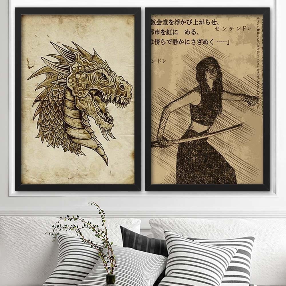 Glezna melnā rāmī - Samurai Woman Home Trends